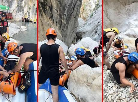 Antalya’da kanyonda mahsur kalmıştı! Ayağı kırılan turist ekiplerin operasyonuyla kurtarıldı